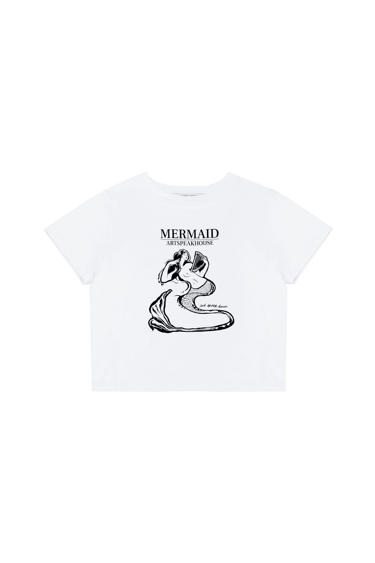 아트스피크하우스(ART SPEAK HOUSE) MERMAID SHORT SLEEVE CROP TOP_WHITE