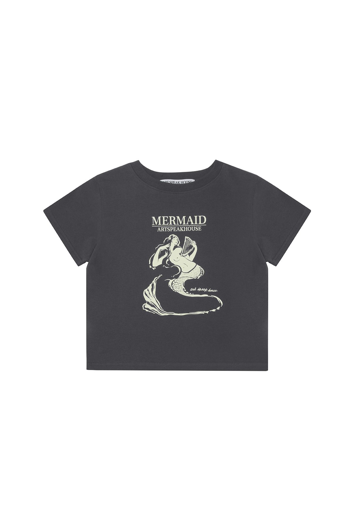 아트스피크하우스(ART SPEAK HOUSE) MERMAID SHORT SLEEVE CROP TOP_CHARCOAL