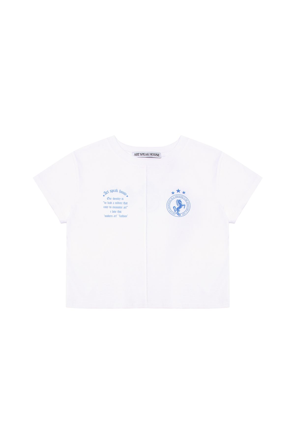 아트스피크하우스(ART SPEAK HOUSE) GOTHIC SYMBOL SHORT SLEEVE CROP TOP_WHITE