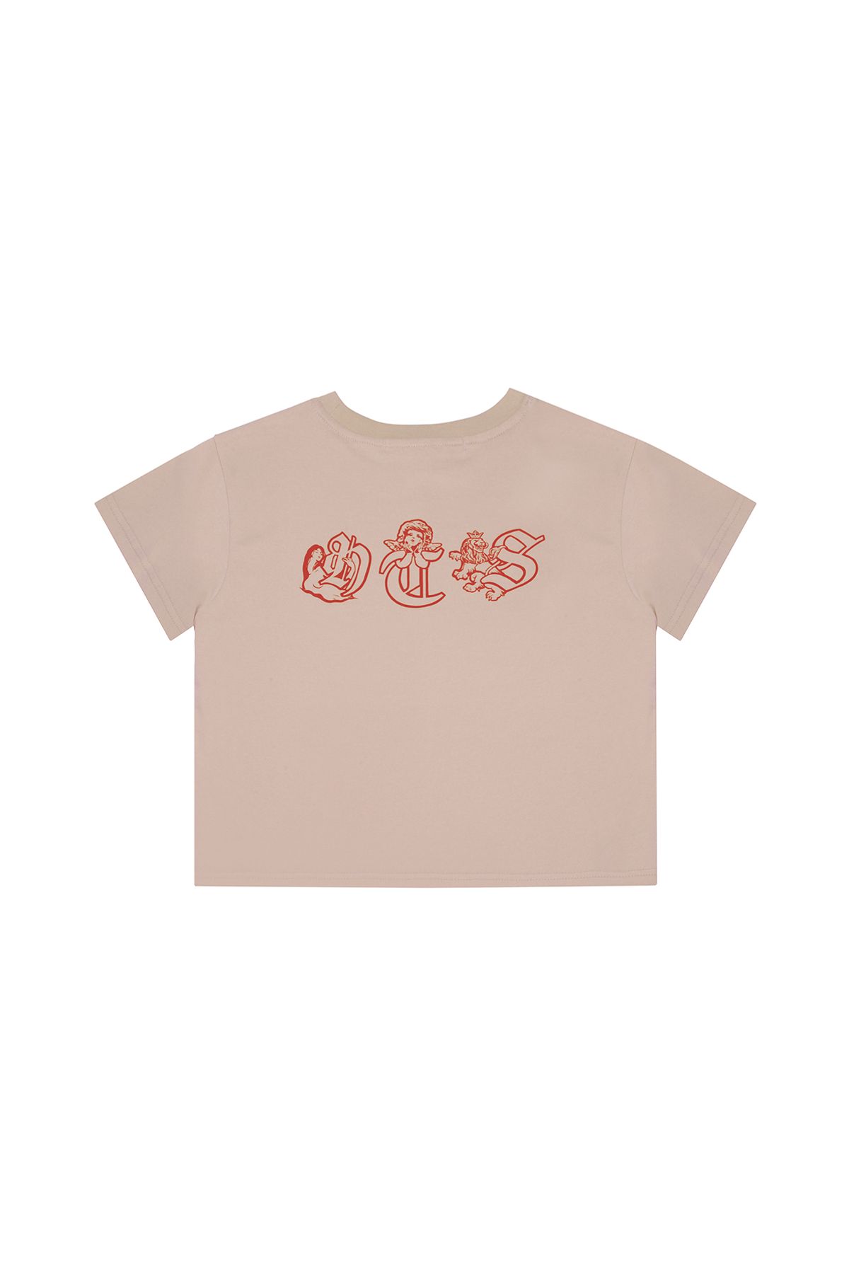 아트스피크하우스(ART SPEAK HOUSE) GOTHIC SYMBOL SHORT SLEEVE CROP TOP_YELLOW BEIGE