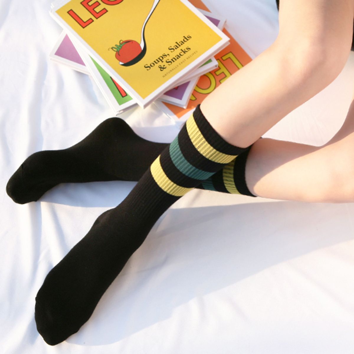 삭스에이(SOCKSA) [7PACK] 베이직 200N  스포티 세줄 크루 밴드 긴양말