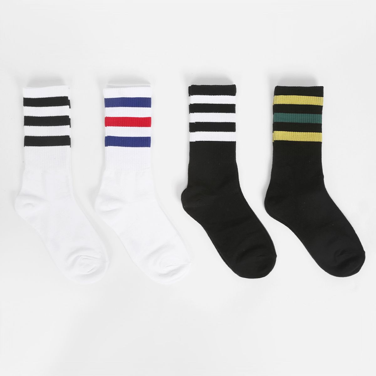 삭스에이(SOCKSA) [7PACK] 베이직 200N  스포티 세줄 크루 밴드 긴양말