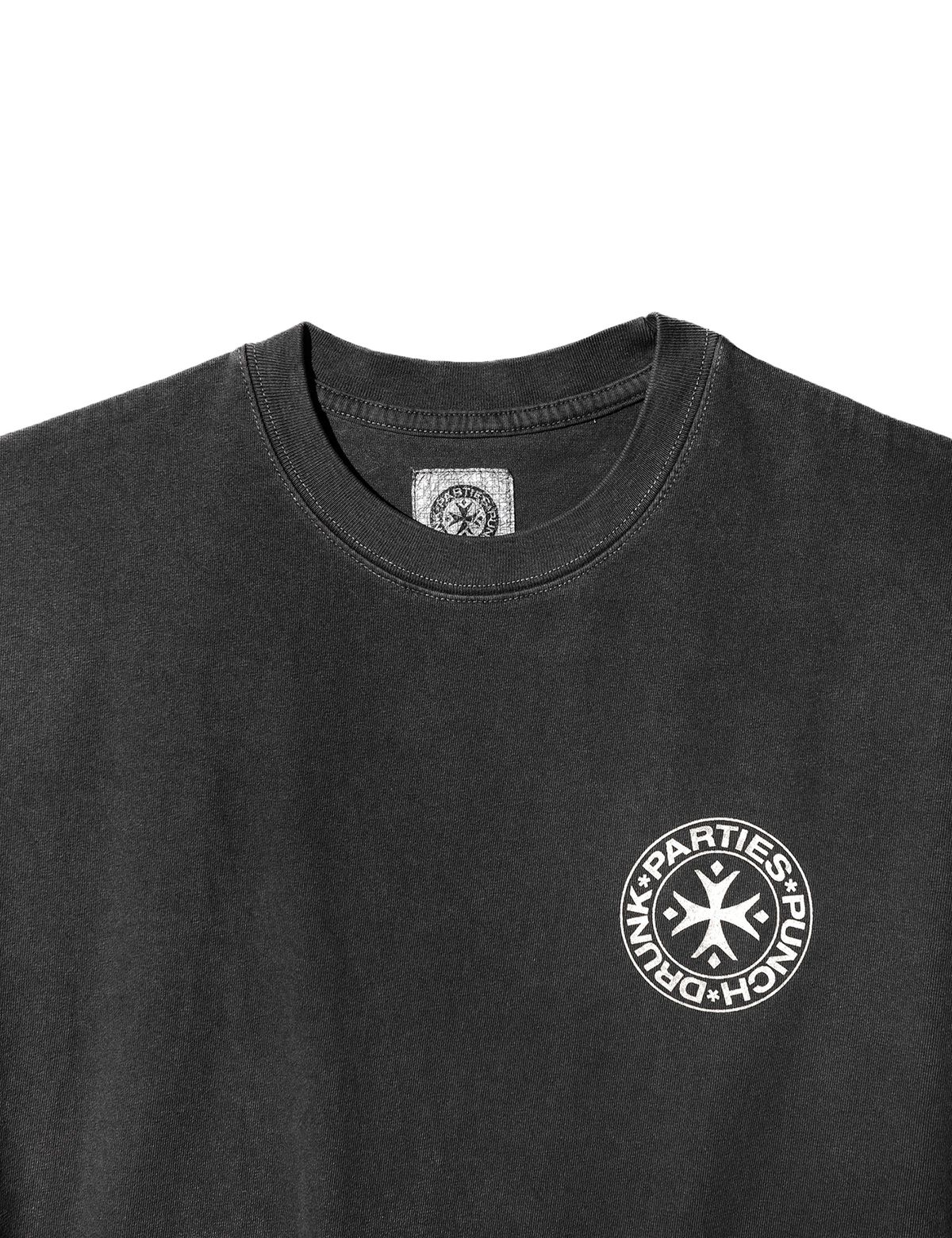 펀치드렁크파티즈(PUNCH DRUNK PARTIES) Circle Logo Garment Dyed Tee (CHARCOAL)
