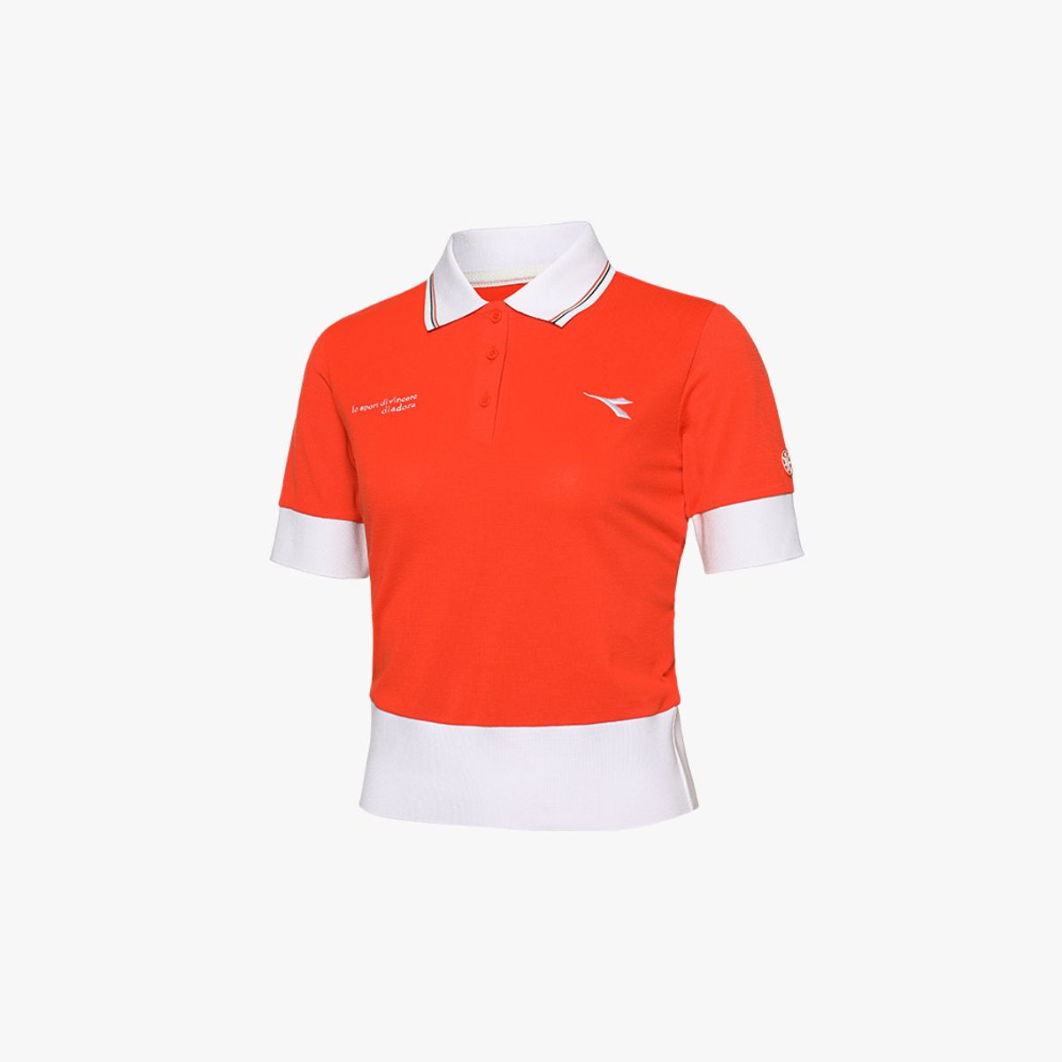 디아도라(diadora) 테니스 피케 크롭 반팔티셔츠 우먼 ORANGE