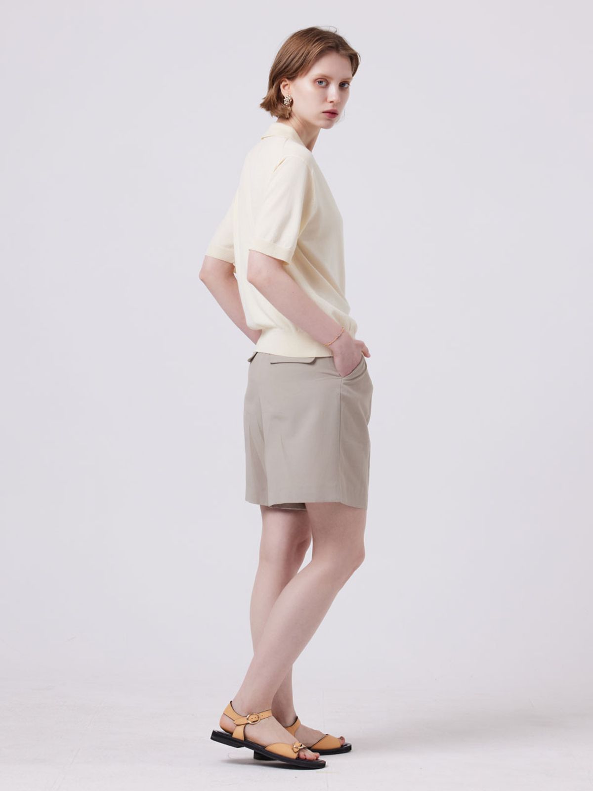 아이홀릭 캐시미어(AYIHOLIC CASHMERE) 테일러카라 반팔니트가디건