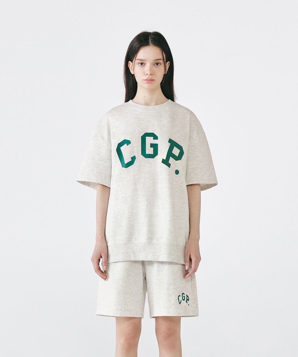 코드그라피(CGP) CGP 심플 로고 반팔 크루넥_오트밀