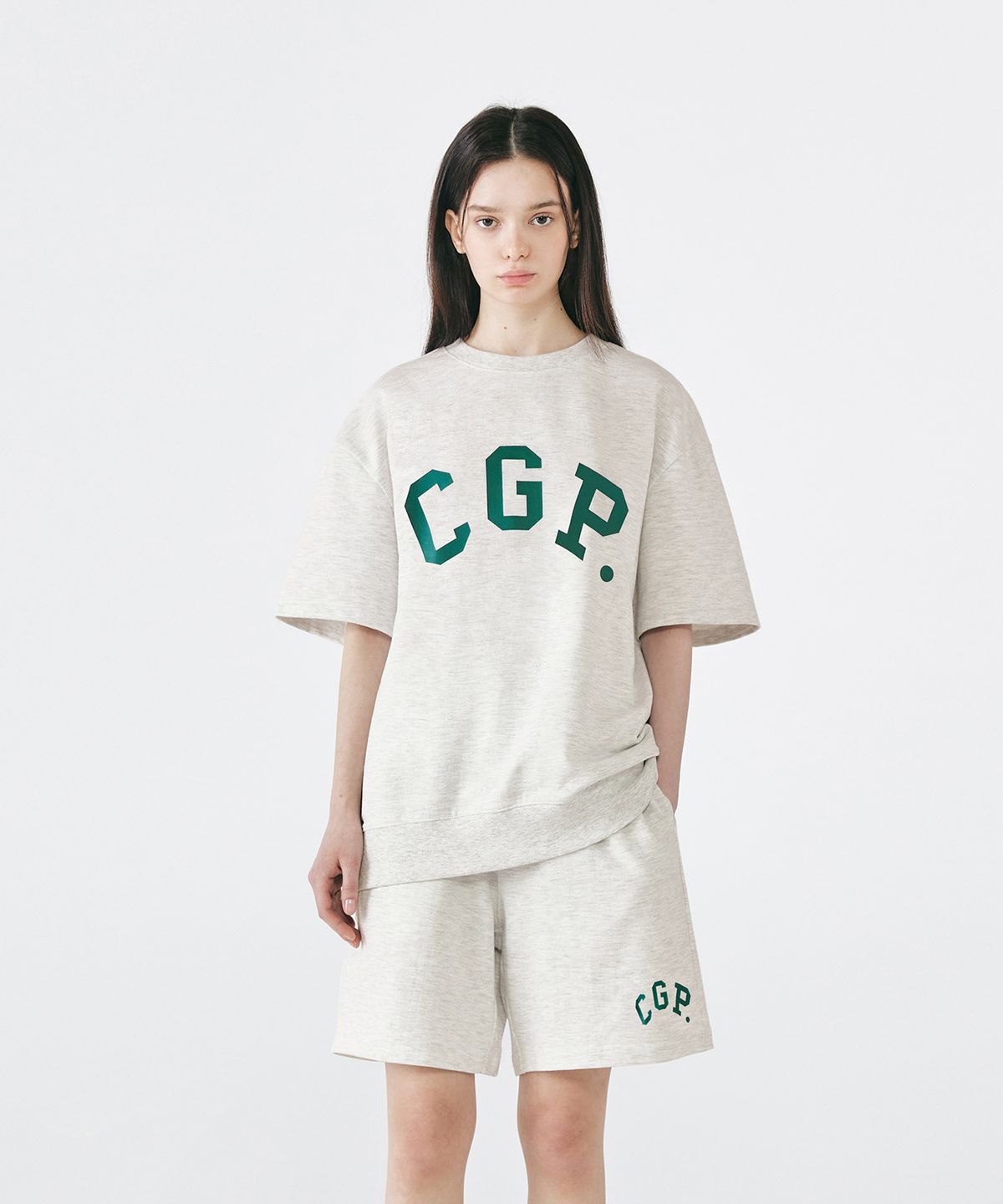 코드그라피(CGP) CGP 심플 로고 반팔 크루넥_오트밀