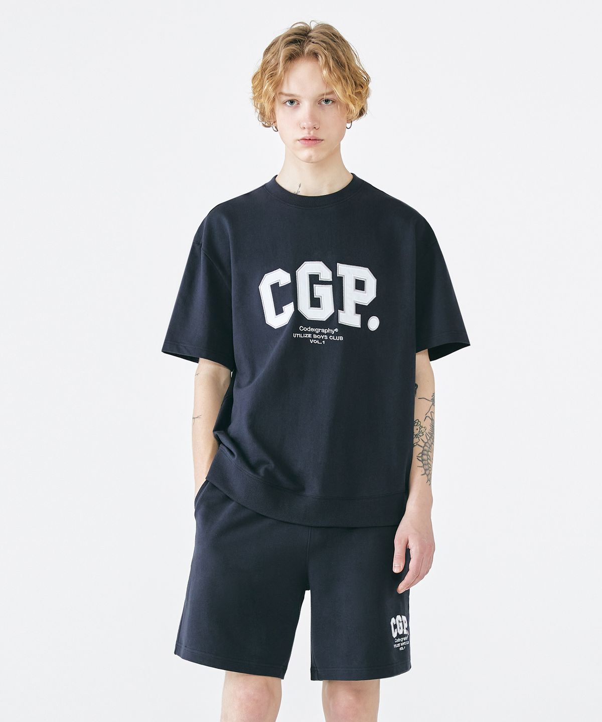 코드그라피(CGP) CGP 아치 로고 트레이닝 쇼츠_네이비