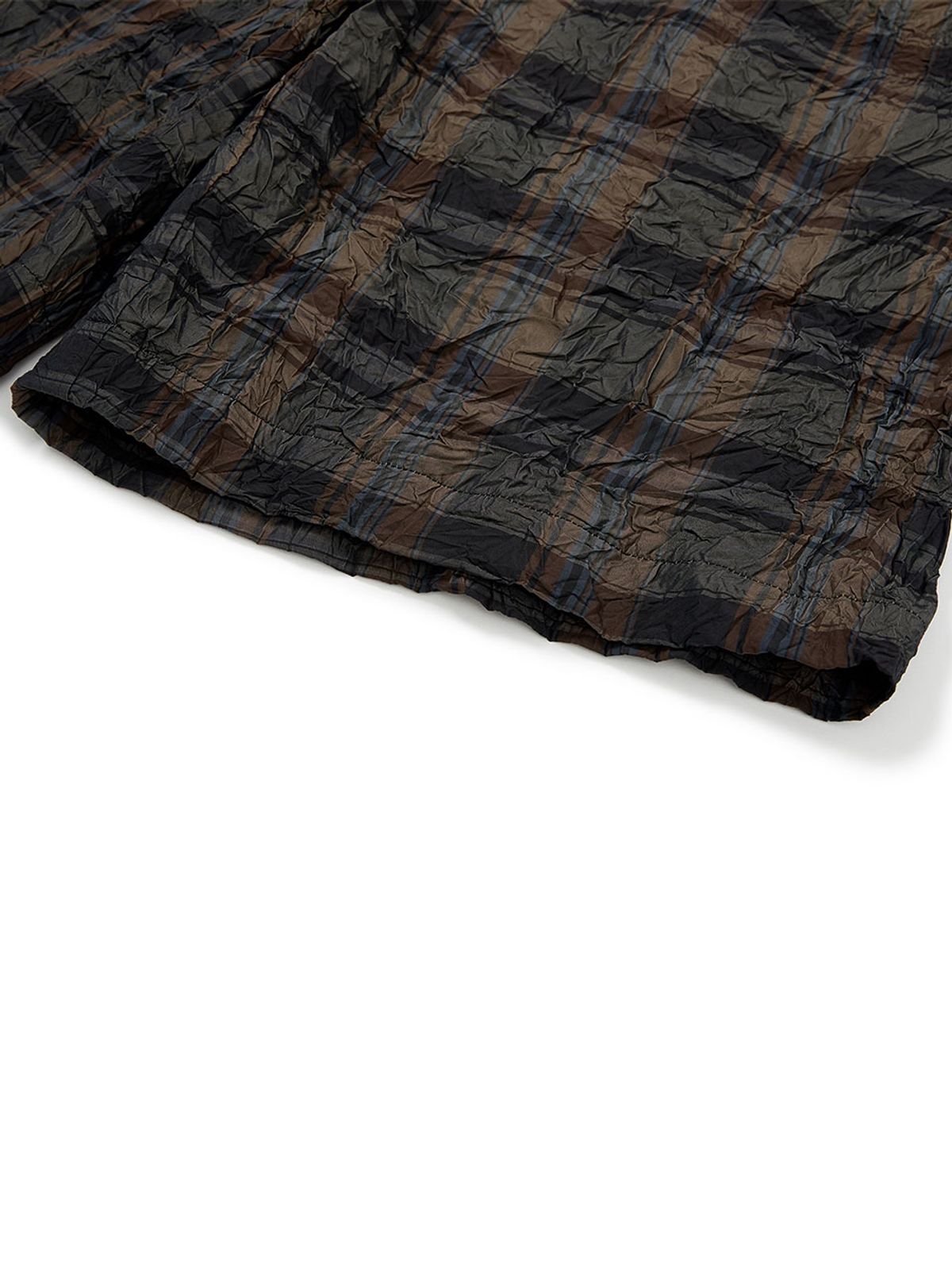 이에이(IEY) CREASE CHECK SHORT PANTS Brown