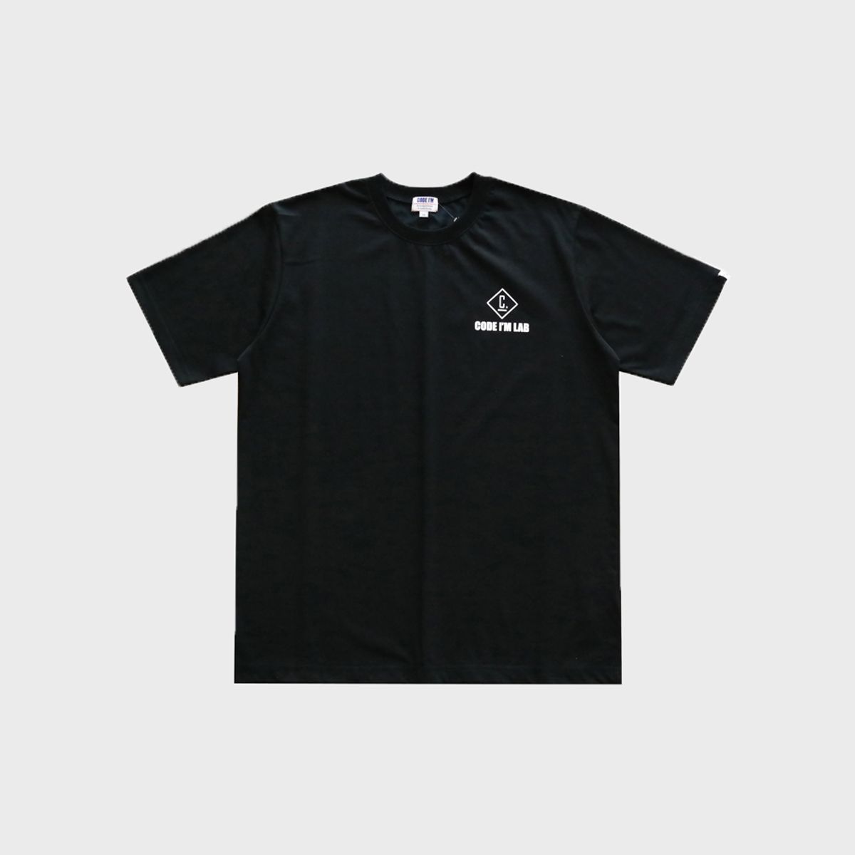 코드아이엠(CODE I'M) LAB 로고 프린팅 오버핏 반팔티 블랙