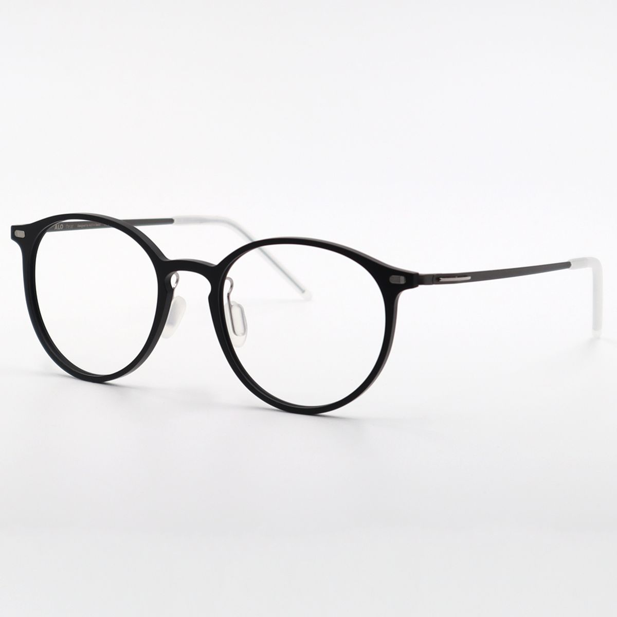 알로아이웨어(ALO EYEWEAR) [The air] AL5211 0910M 초경량 세미오버사이즈 라운드 블랙 안경테 블루라이트 차단 렌즈