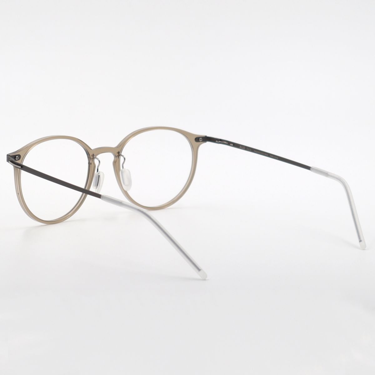 알로아이웨어(ALO EYEWEAR) [The air] AL5211 1010G 초경량 세미오버사이즈 라운드 투명카키 안경테 블루라이트 렌즈 선택