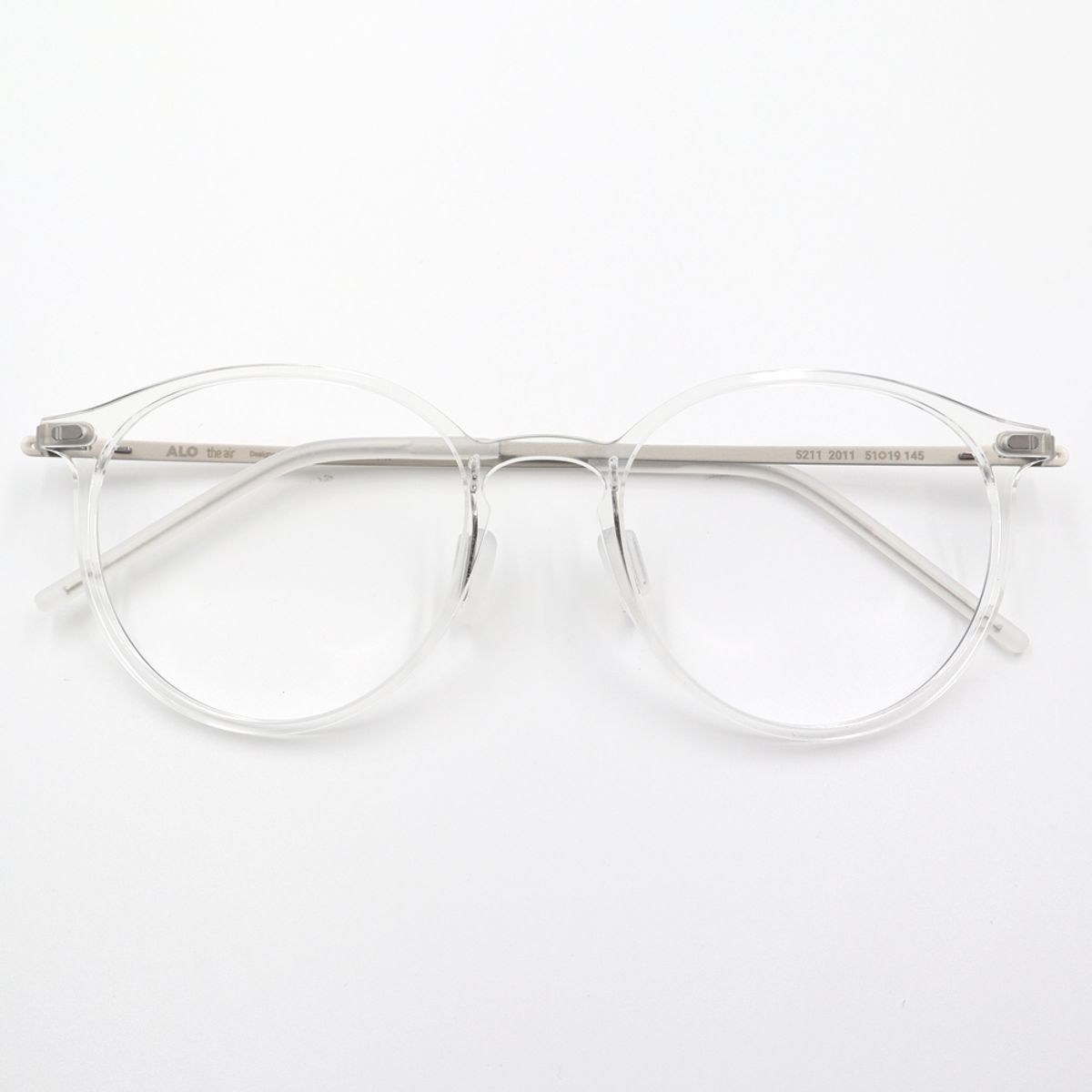 알로아이웨어(ALO EYEWEAR) [The air] AL5211 2011G 초경량 세미오버사이즈 라운드 투명클리어 안경테 블루라이트 렌즈 선택