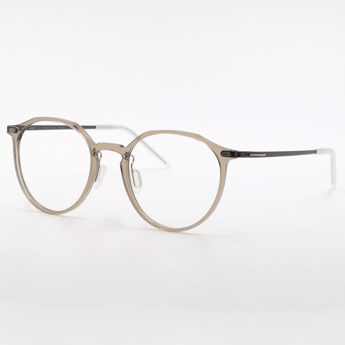 알로아이웨어(ALO EYEWEAR) [The air] AL5212 1010G 초경량 세미오버사이즈 크라운판토 투명카키 안경테 블루라이트 렌즈 선택