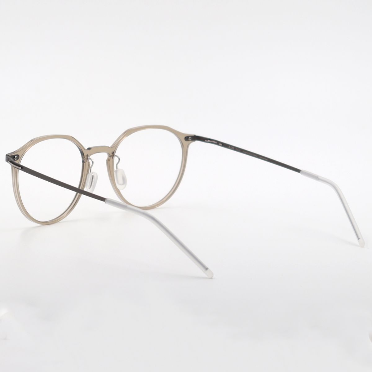 알로아이웨어(ALO EYEWEAR) [The air] AL5212 1010G 초경량 세미오버사이즈 크라운판토 투명카키 안경테 블루라이트 렌즈 선택