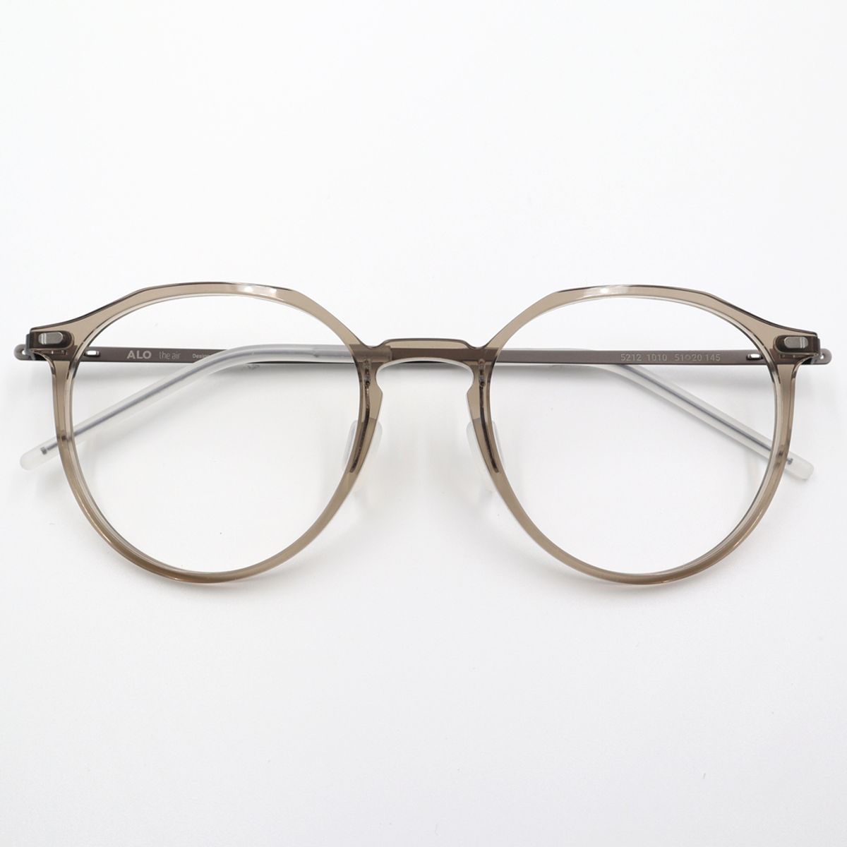 알로아이웨어(ALO EYEWEAR) [The air] AL5212 1010G 초경량 세미오버사이즈 크라운판토 투명카키 안경테 블루라이트 렌즈 선택