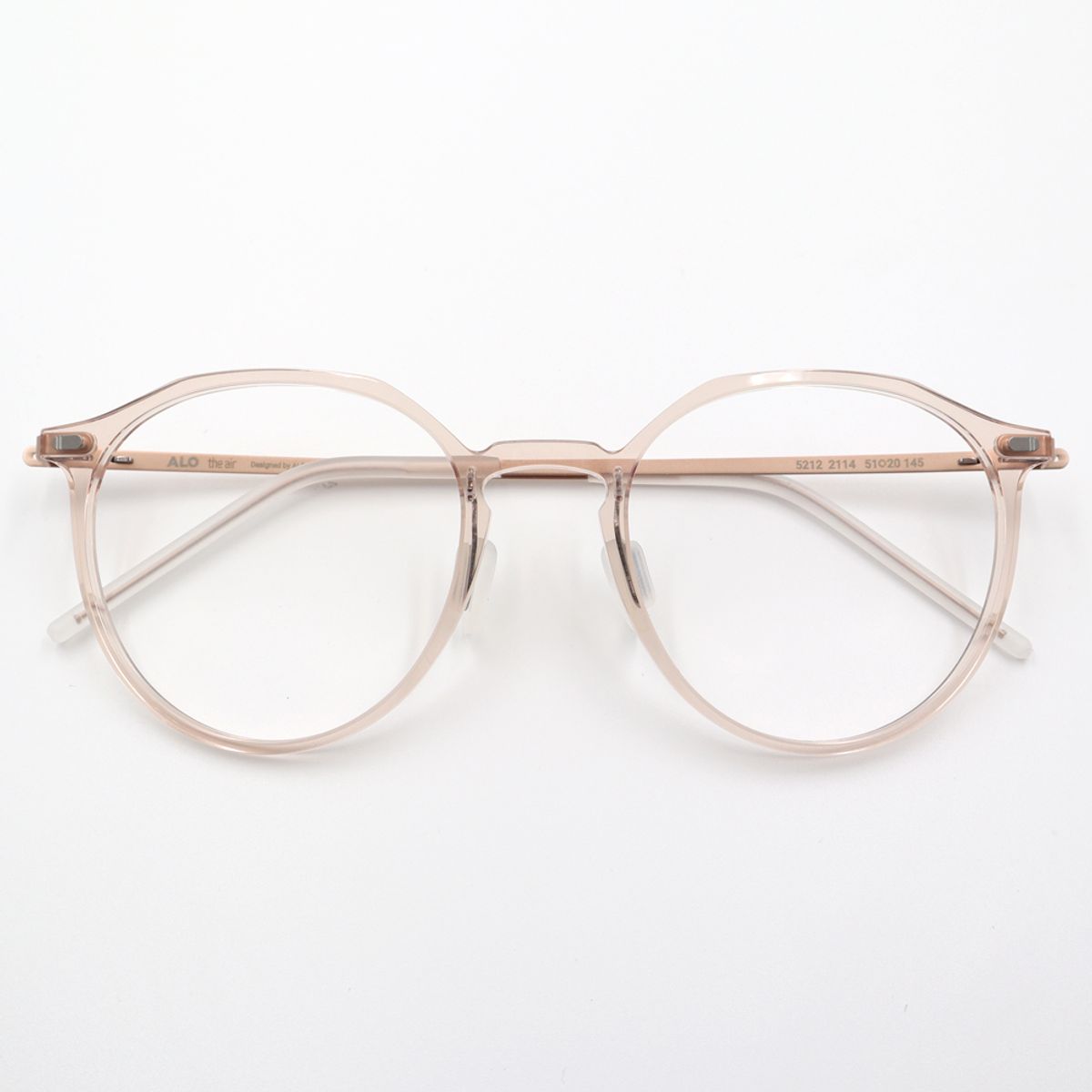 알로아이웨어(ALO EYEWEAR) [The air] AL5212 2114G 초경량 세미오버사이즈 크라운판토 피치/로즈골드 안경테 블루라이트 렌즈 선택