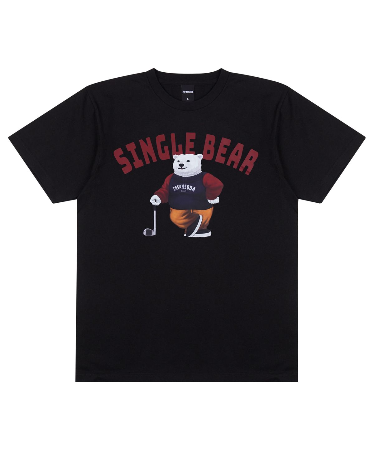 크림소다랩(CREAM SODA LAB) LAB 폴라 싱글 베어 반팔티 블랙 버건디