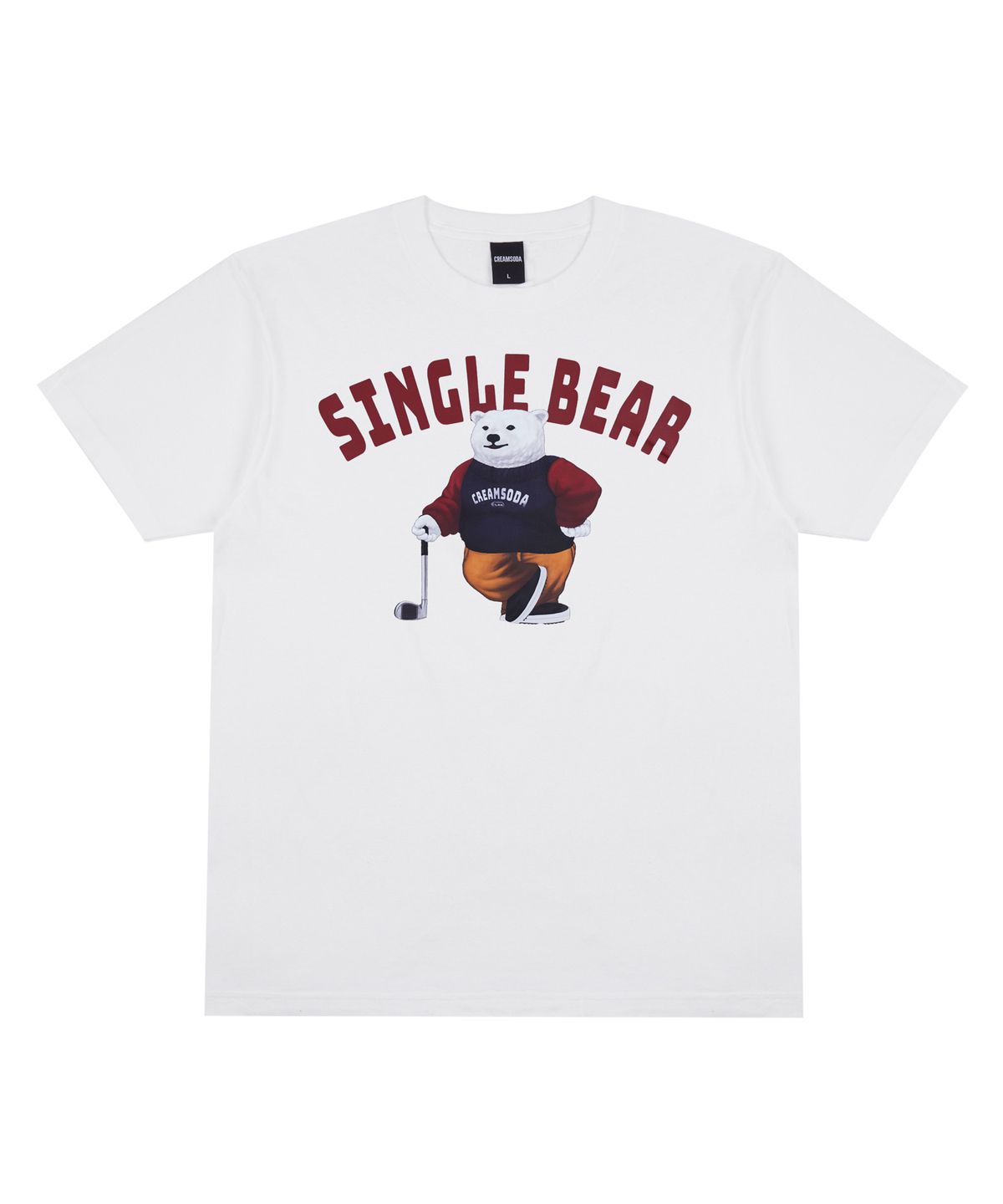 크림소다랩(CREAM SODA LAB) LAB 폴라 싱글 베어 반팔티 화이트 버건디