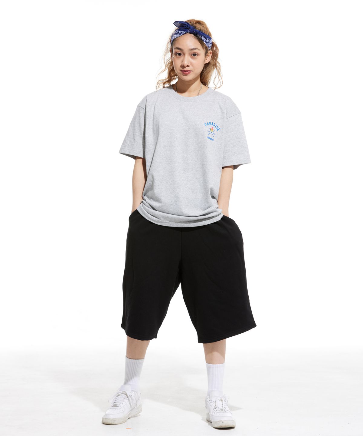 크림소다랩(CREAM SODA LAB) 카펜터 루즈핏 트레이닝 숏팬츠 블랙