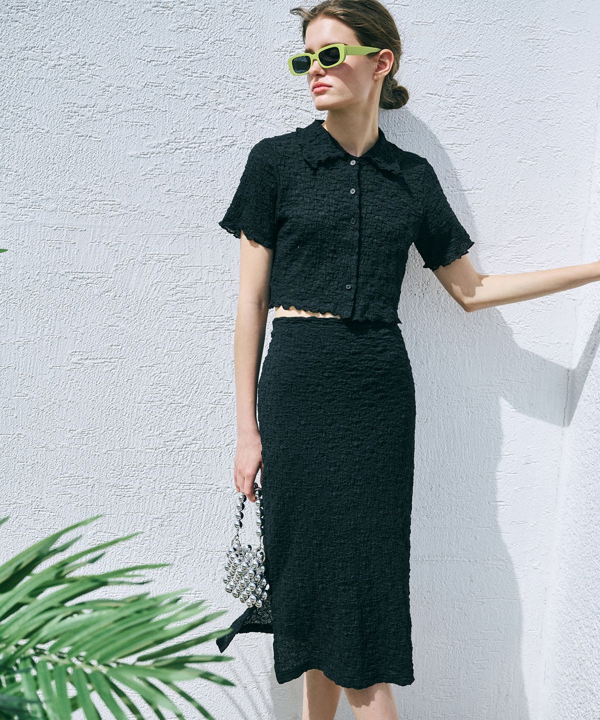 에트몽(ETMON) Bubble Blouse Set-Up  Black