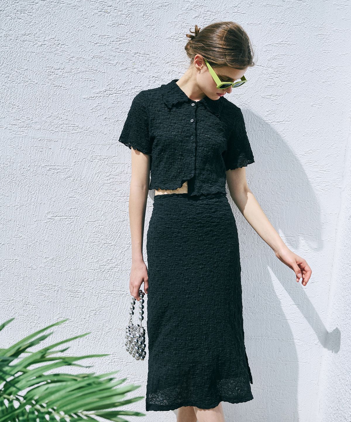에트몽(ETMON) Bubble Blouse Set-Up  Black