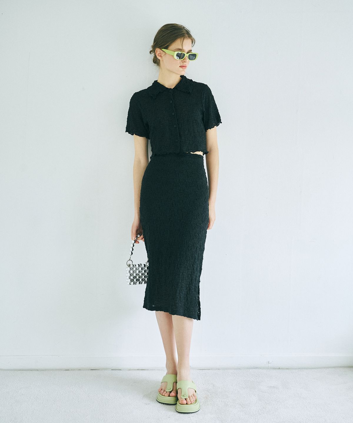 에트몽(ETMON) Bubble Blouse Set-Up  Black