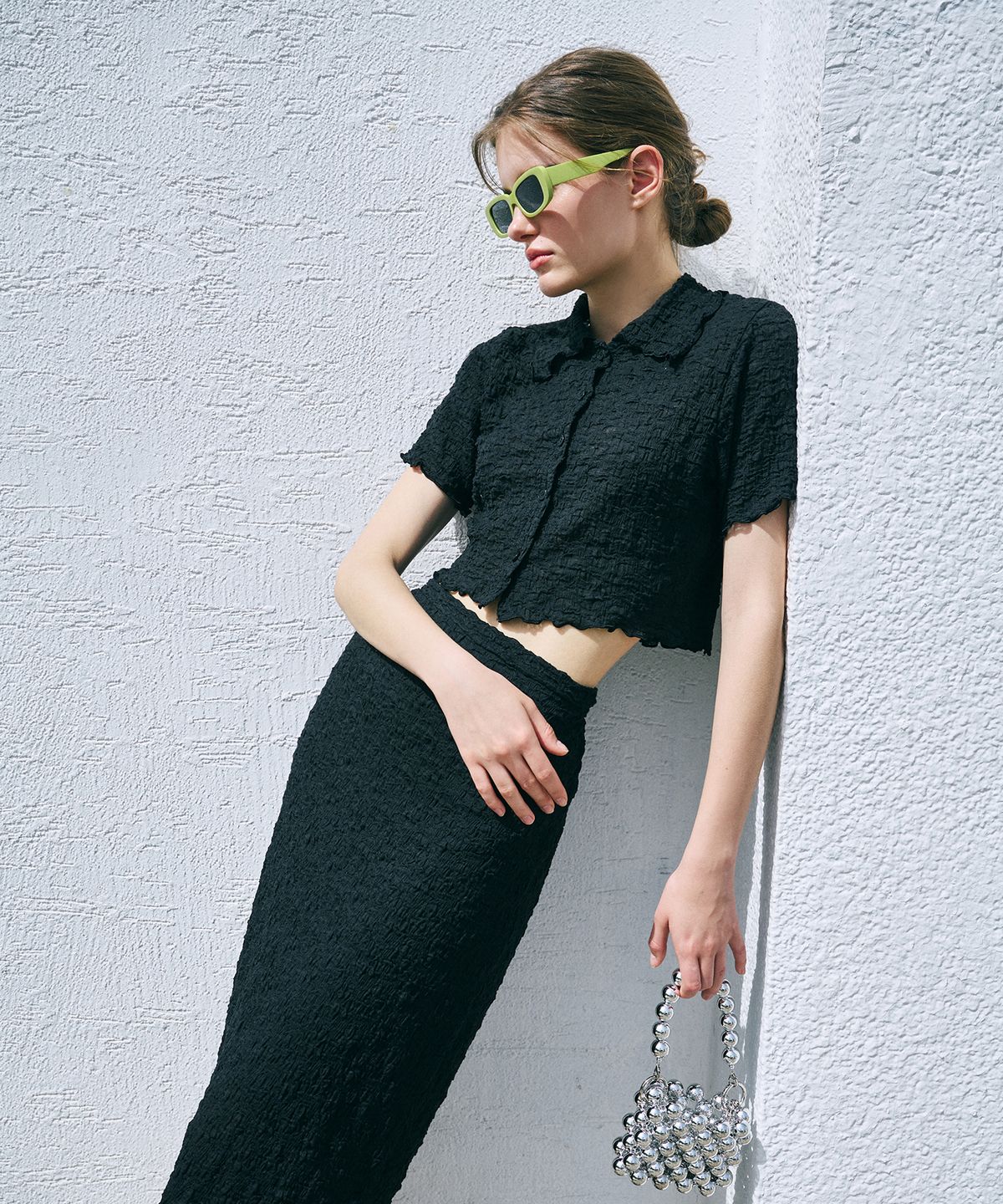 에트몽(ETMON) Bubble Blouse Set-Up  Black