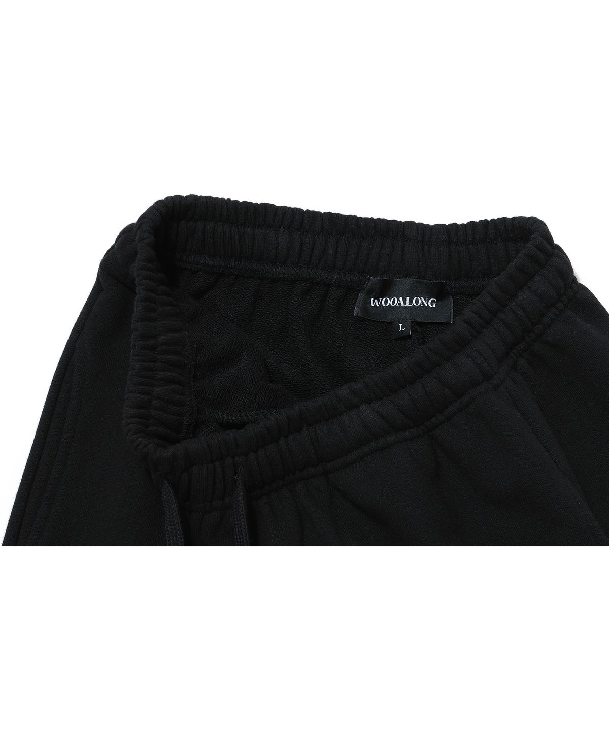 우알롱(WOOALONG) Signature relax wide pants - BLACK