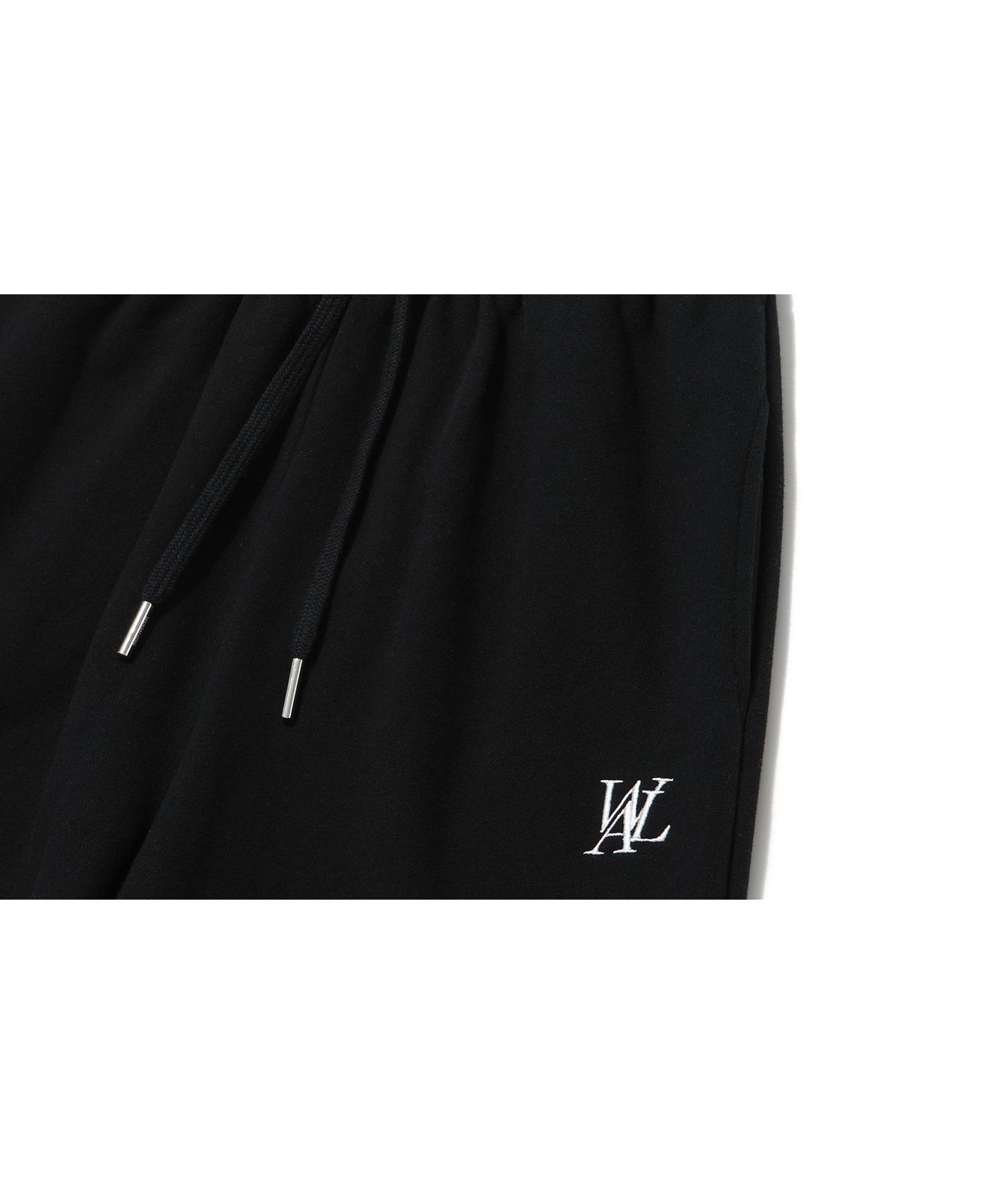 MUSINSA | WOOALONG Signature relax wide pants - BLACK