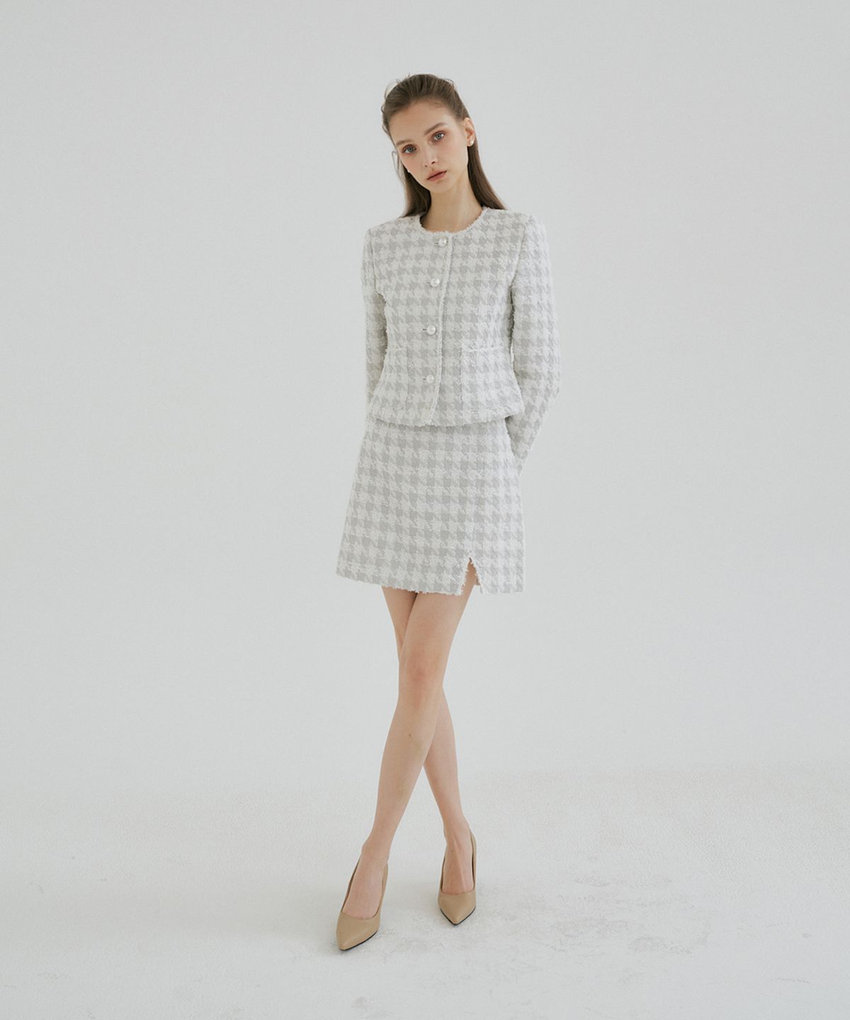 멀리온(MULLION) TWEED SLIT SKIRT