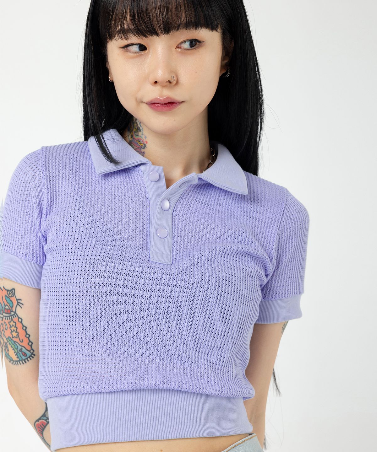 하이스쿨디스코(HIGH SCHOOL DISCO) see through PK shirt_very peri