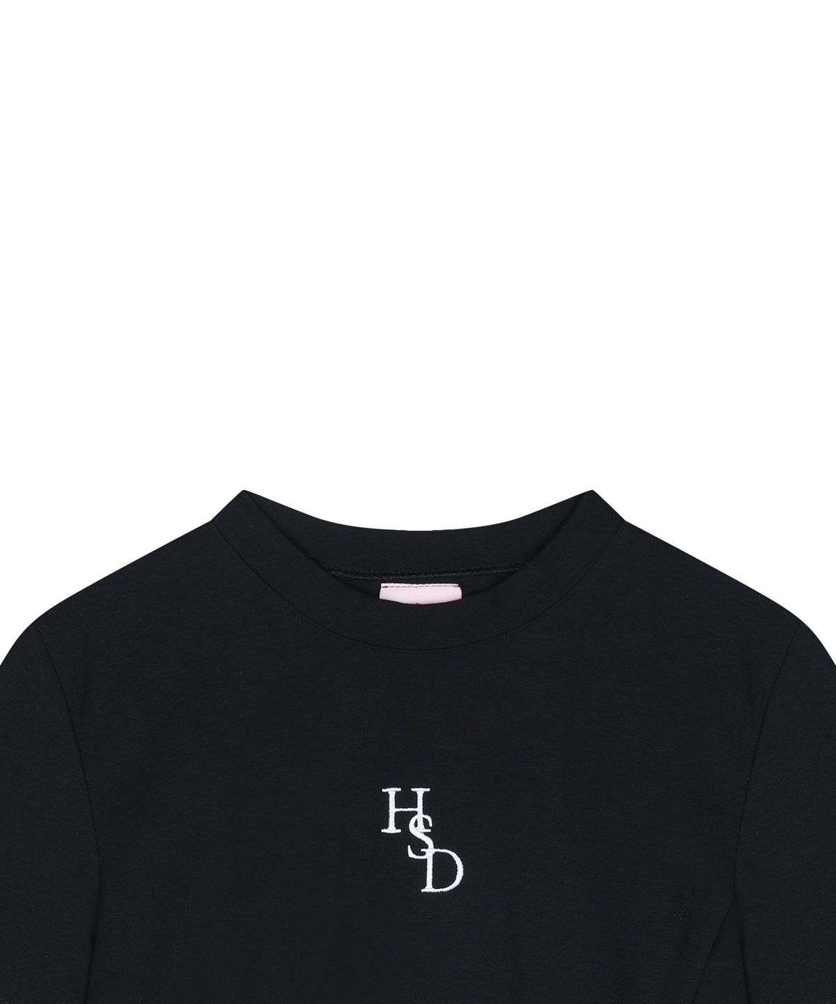 하이스쿨디스코(HIGH SCHOOL DISCO) HSD SYMBOL RIBBON POINT CROP TOP BLACK