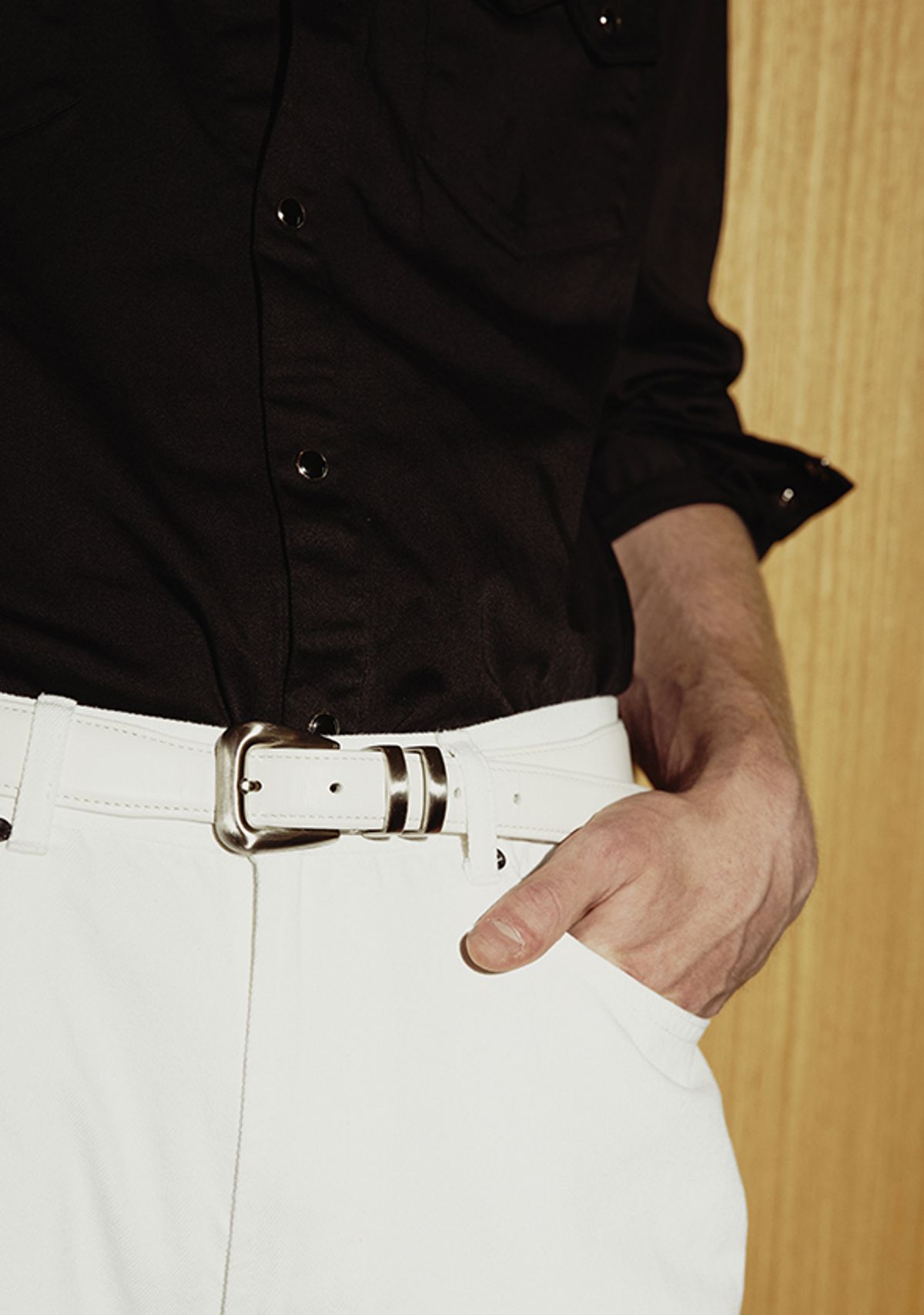 세비지(SAVAGE) 110 Leather Belt - White