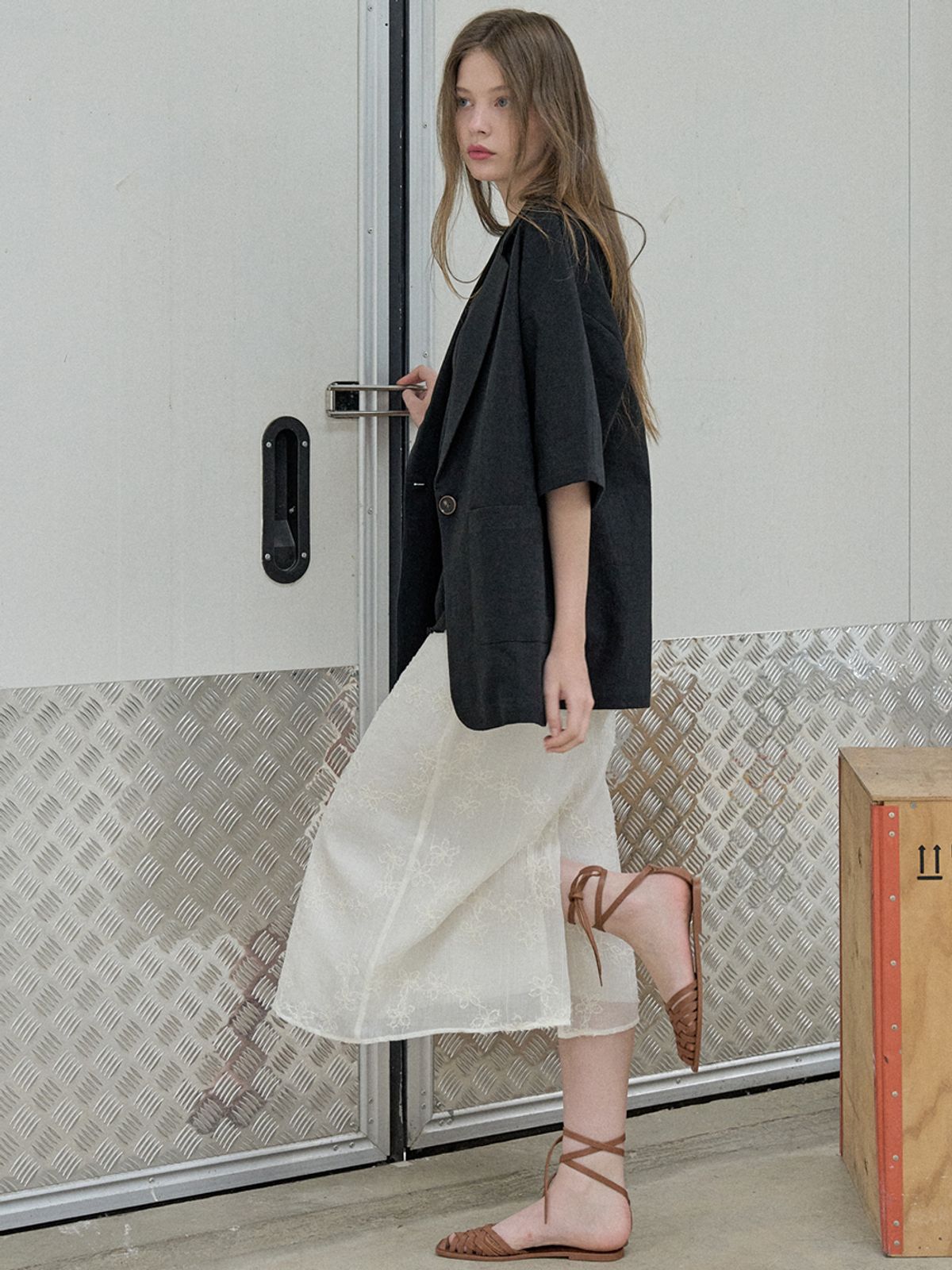 아방(AVANT-G) Linen Overfit Basic Tailored Jacket - Black