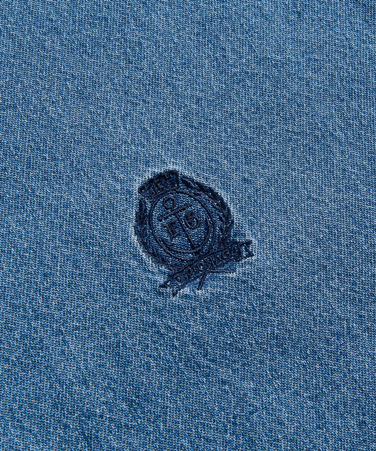 에스피오나지(ESPIONAGE) Crest Denim S/S Over Shirt Washed Indigo