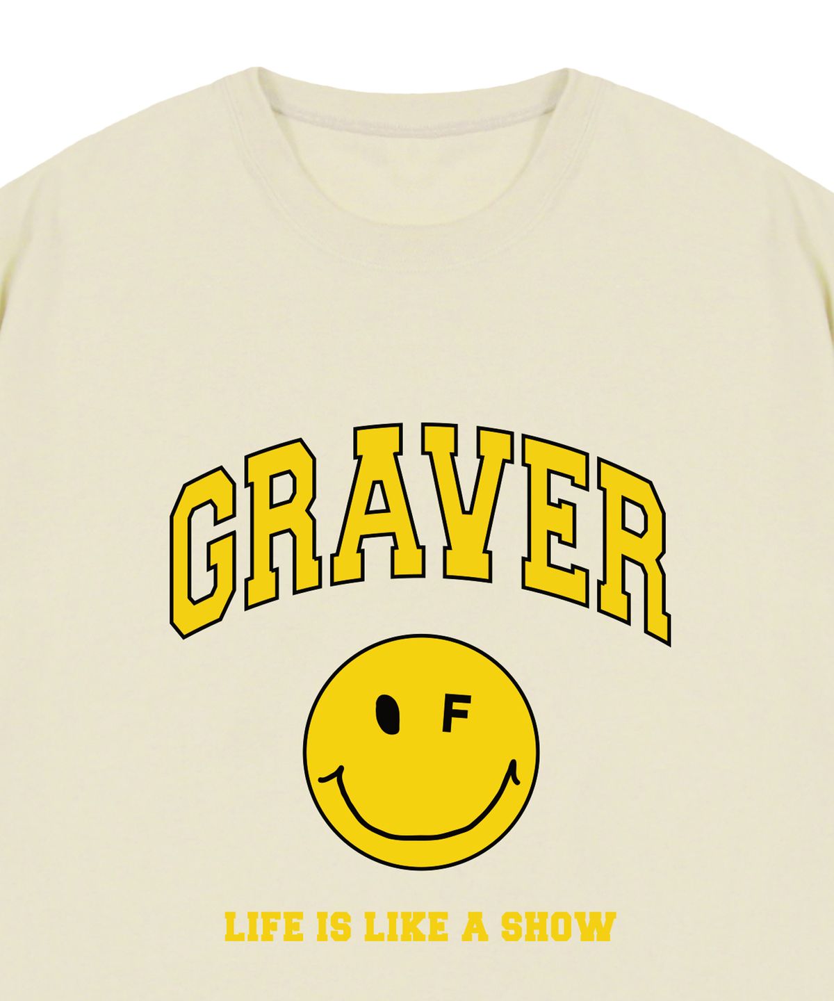 그레이버(GRAVER) [UNISEX]아치로고 라이프 도트스마일  반팔티_샌드베이지