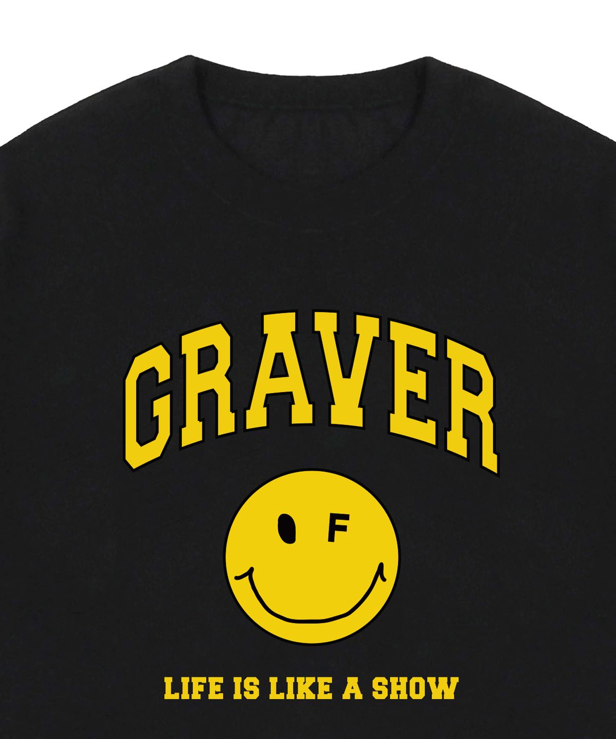 그레이버(GRAVER) [UNISEX]아치로고 라이프 도트스마일  반팔티_블랙