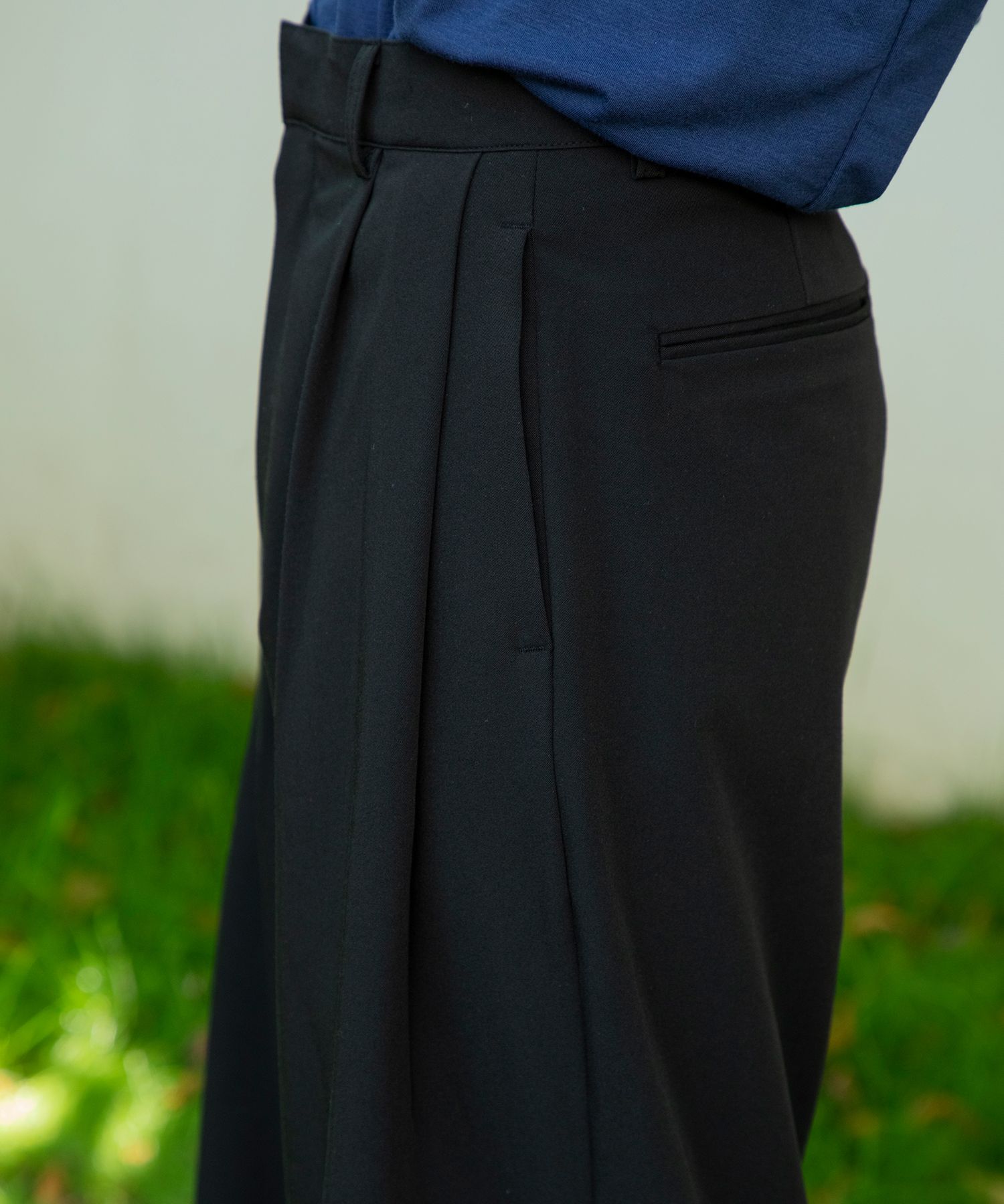 パンツ SIGNATURE Double tuck wide slacks black SSL-001 MUSINSA公式 | SIGNATURE Summer Double Tuck Wide Slacks [Black]