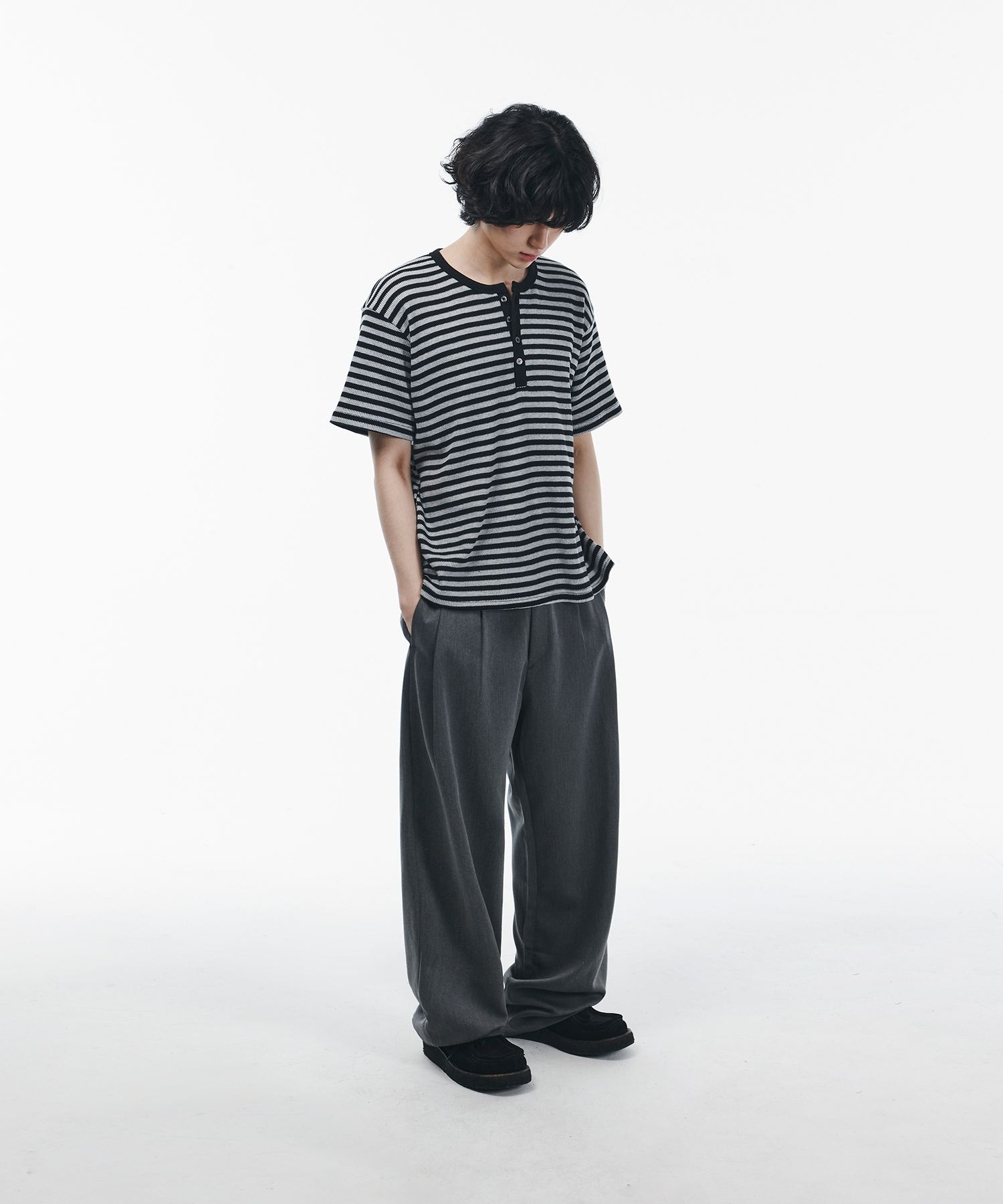 パンツ SIGNATURE Double tuck wide slacks gray SSL-002 MUSINSA | SIGNATURE Summer double chin wide slacks [gray]