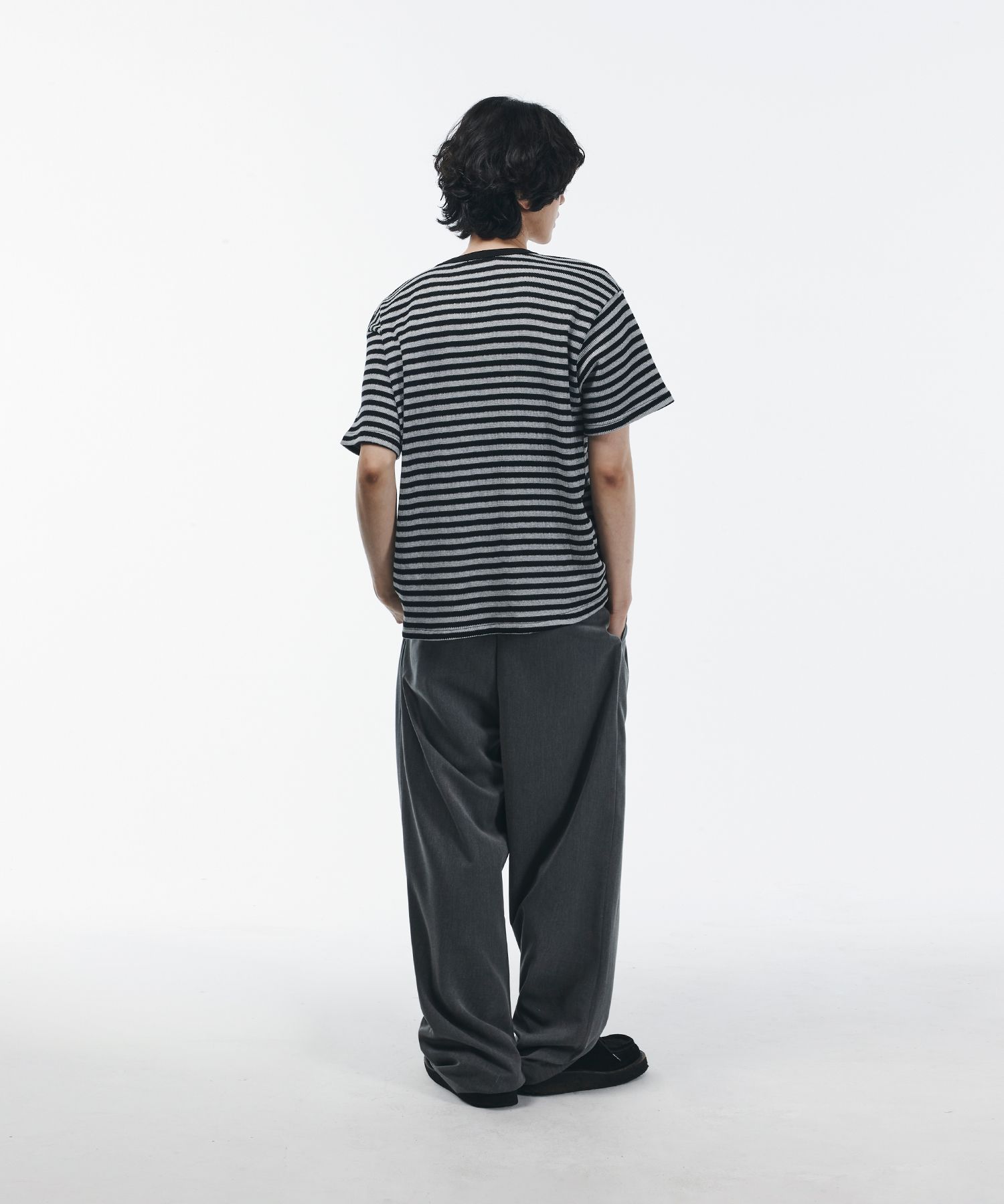 MUSINSA | SIGNATURE Summer double chin wide slacks [gray]