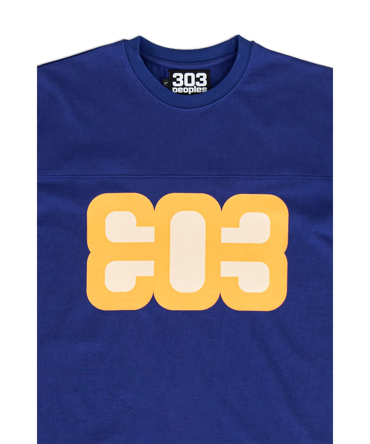 303피플즈(303PEOPLES) STS22008 빅로고 커팅 티셔츠 네이비