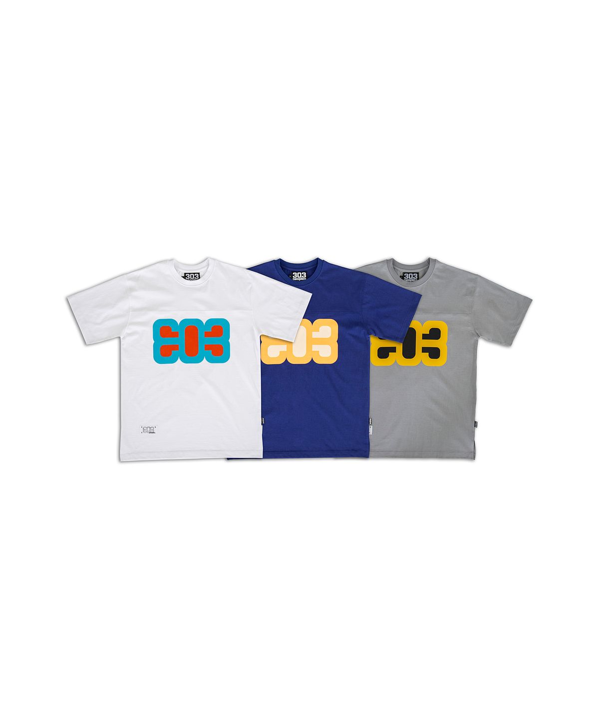 303피플즈(303PEOPLES) STS22008 빅로고 커팅 티셔츠 네이비