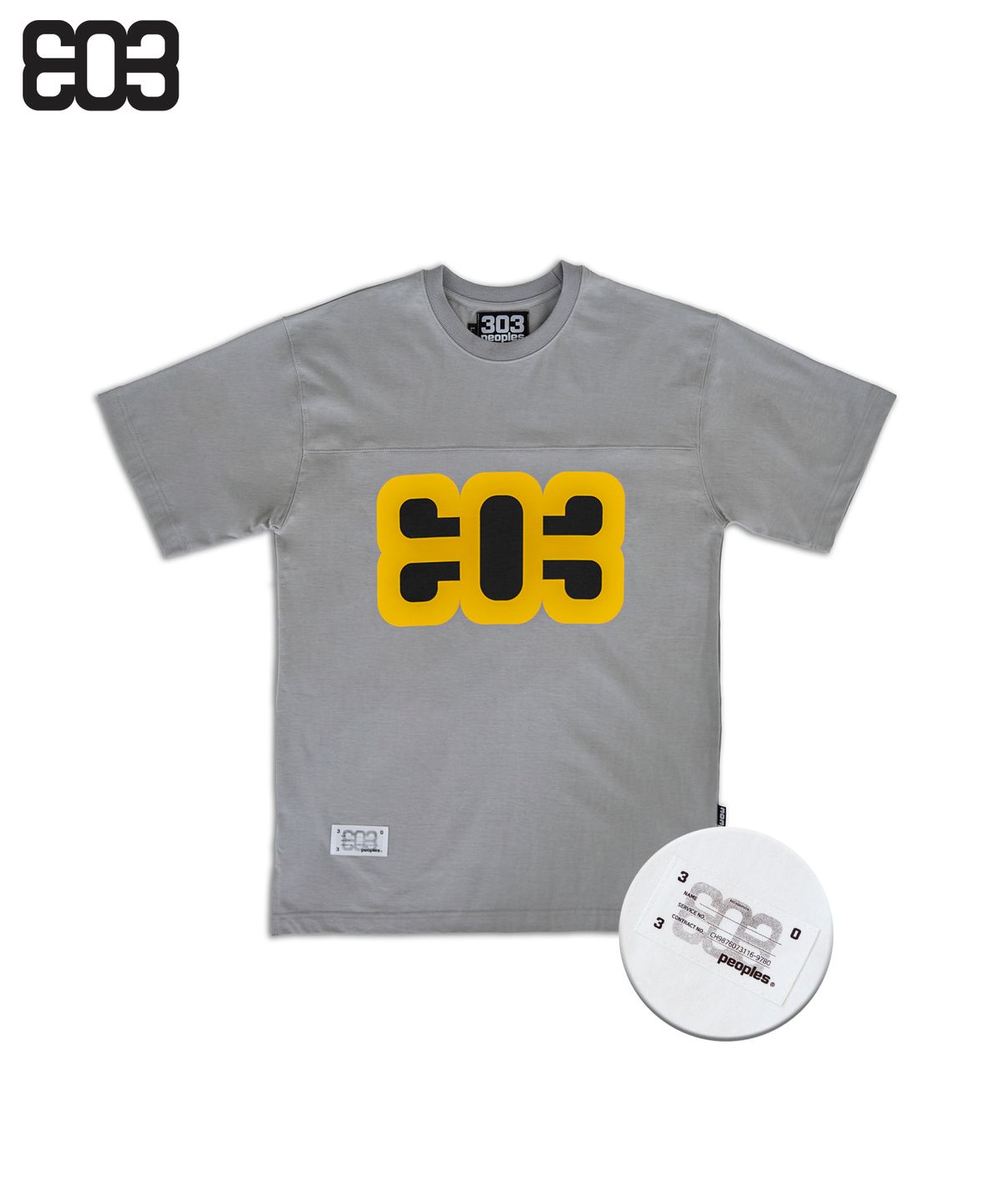 303피플즈(303PEOPLES) STS22008 빅로고 커팅 티셔츠 그레이