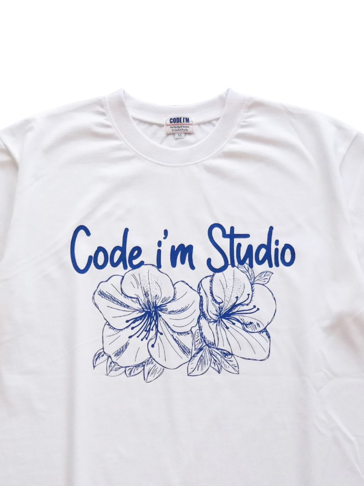 코드아이엠(CODE I'M) 빈티지 플라워 아트워크 프린팅 오버핏 반팔티 화이트