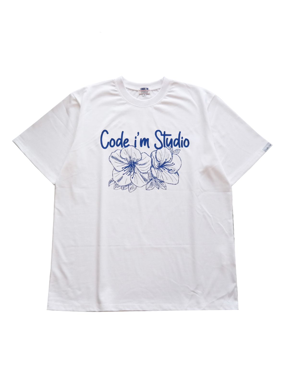 코드아이엠(CODE I'M) 빈티지 플라워 아트워크 프린팅 오버핏 반팔티 화이트