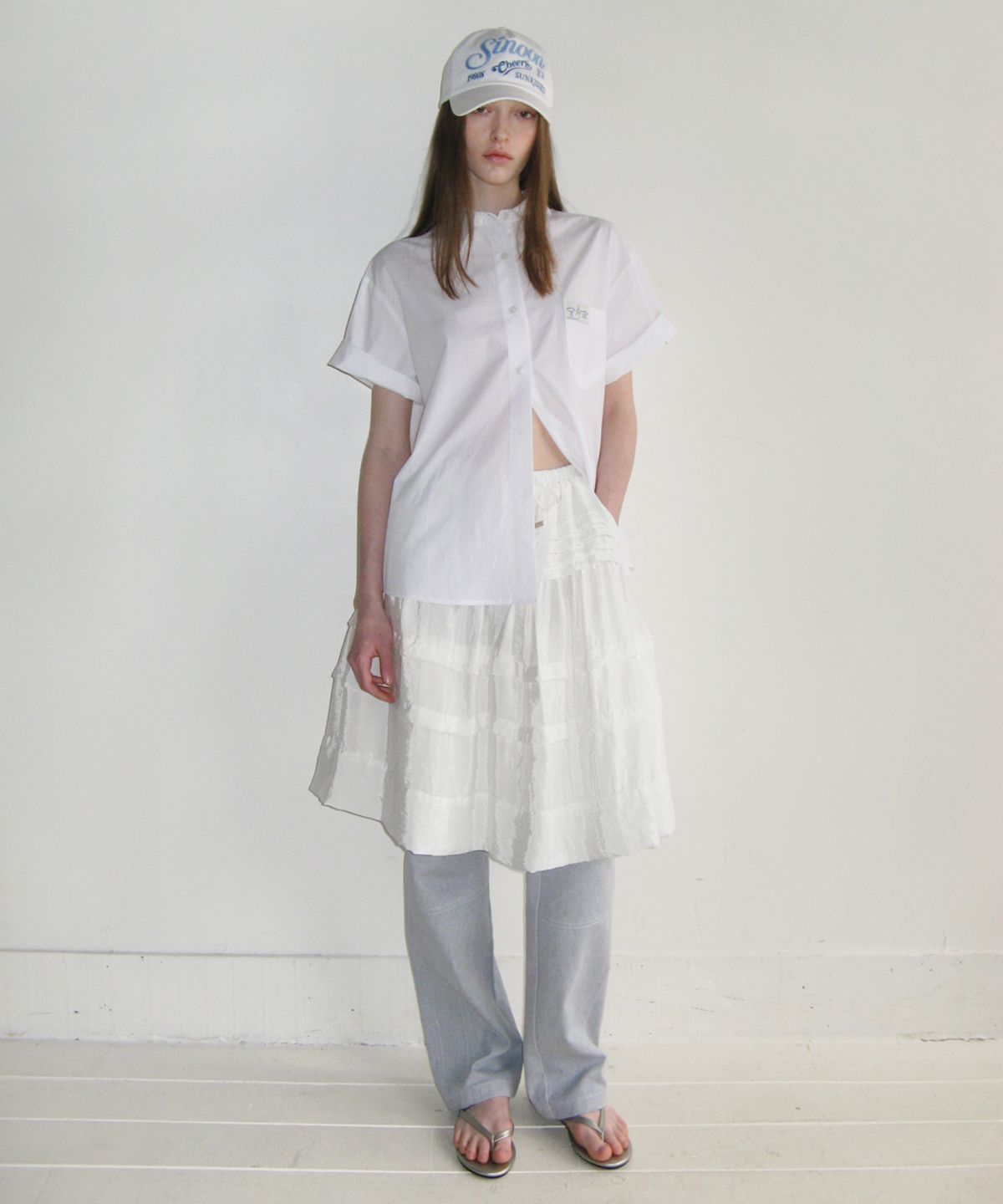시눈(SINOON) HALF SLEEVE COTTON SHIRT (WHITE)