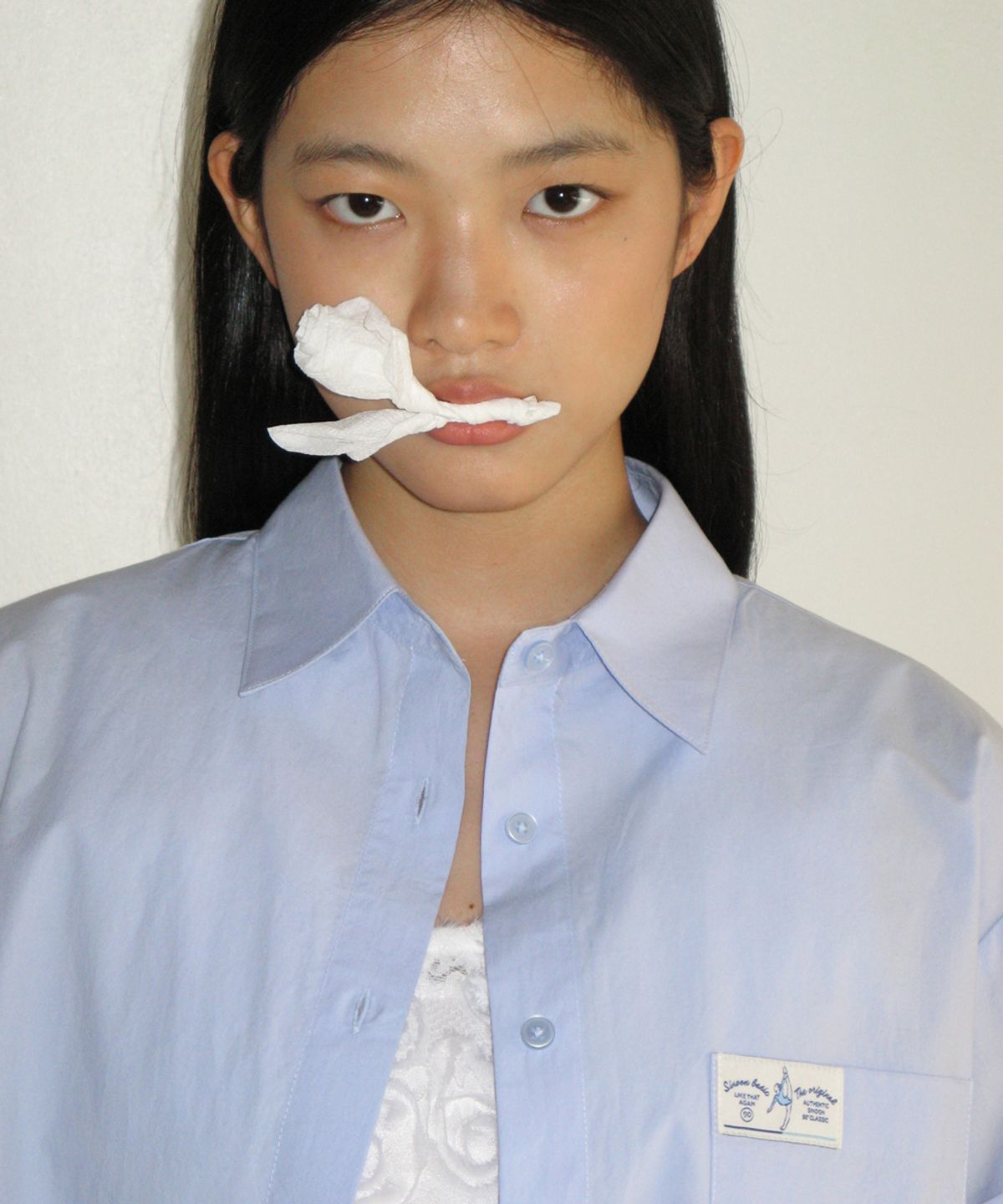 시눈(SINOON) HALF SLEEVE COTTON SHIRT (SKY BLUE)