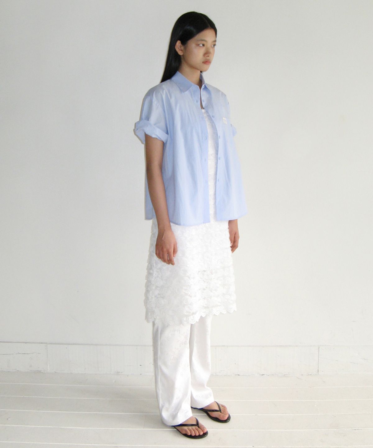 시눈(SINOON) HALF SLEEVE COTTON SHIRT (SKY BLUE)