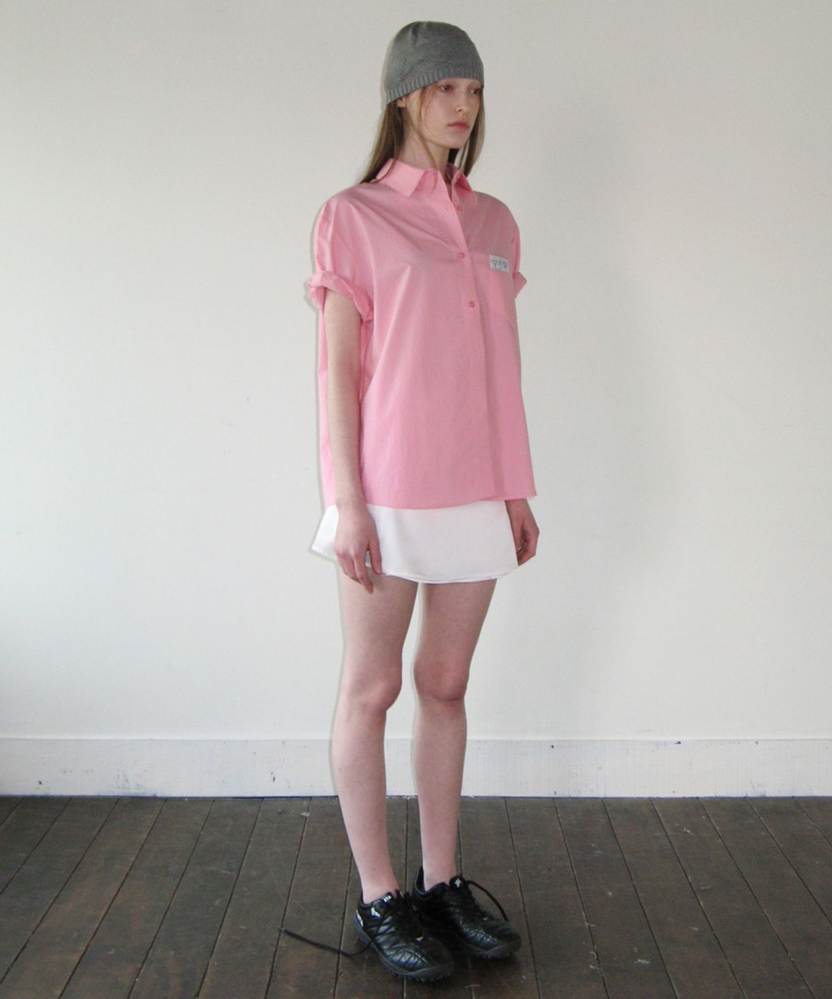 시눈(SINOON) HALF SLEEVE COTTON SHIRT (PINK)